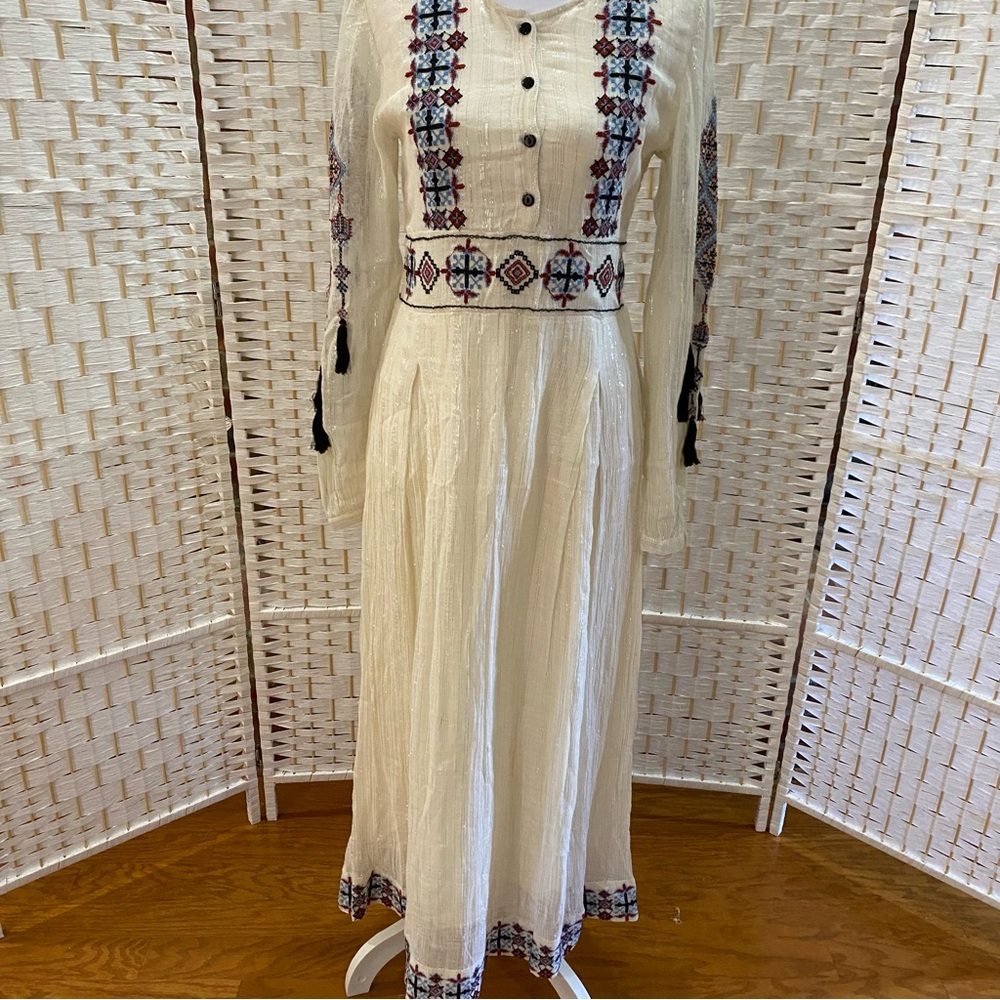 RAGA Ivory Dress with Colorful Embroidery